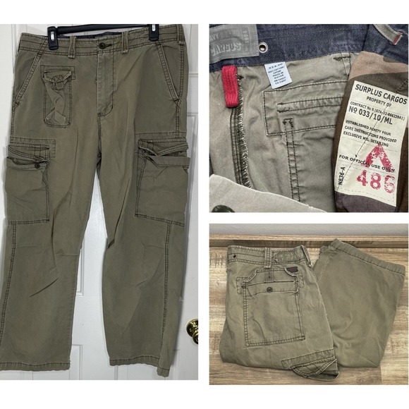 Old Navy Other - Old Navy Cargo Pants Mens 33x30 Green Baggy Military Paratrooper Surplus Vintage